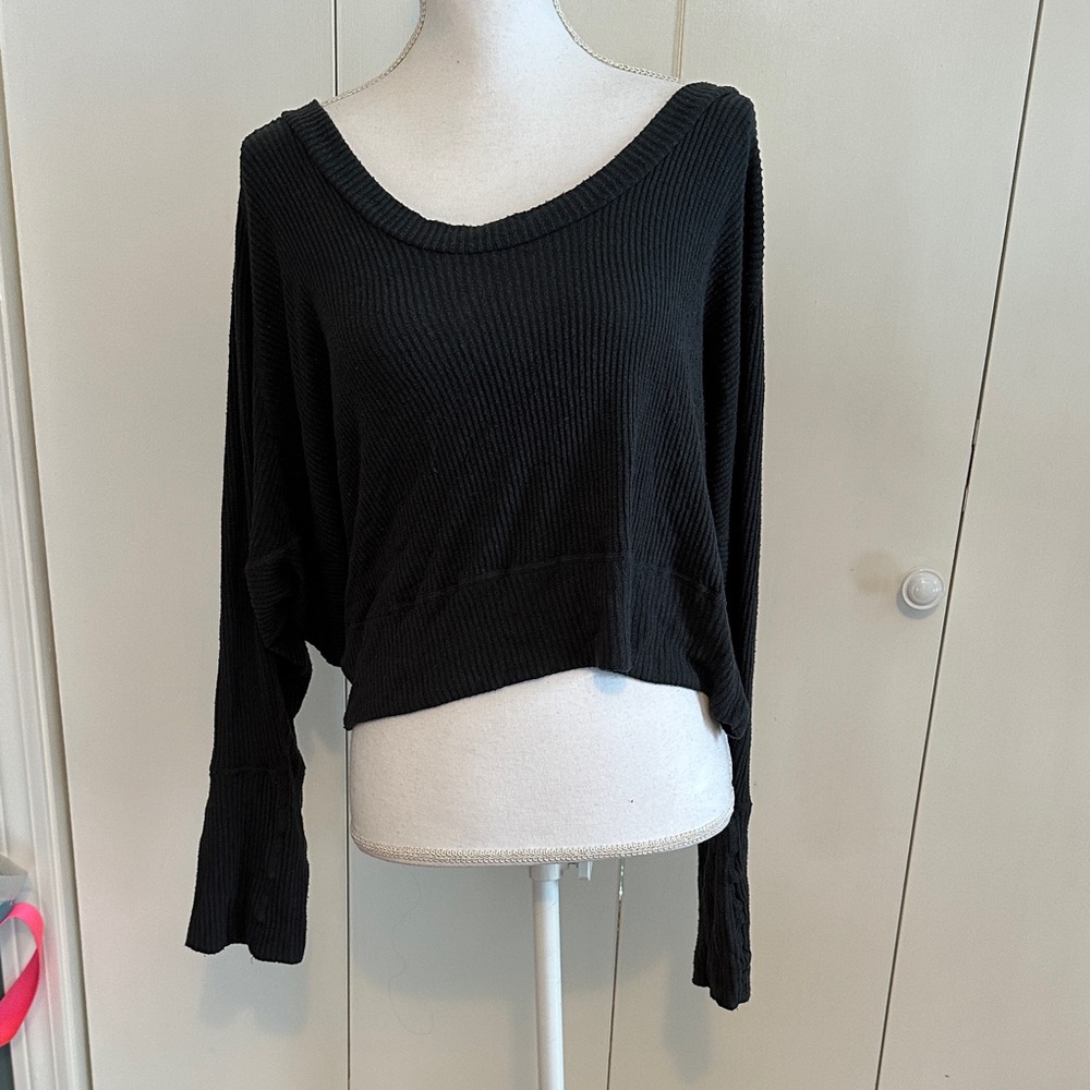 Spiritual Gangster Off the Shoulder Ballet Ribbed Knit Top